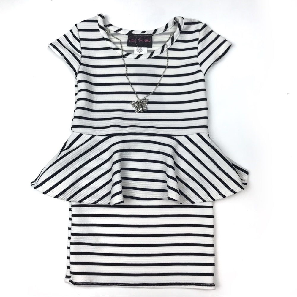 NWT Peplum Stripe Dress Sz 4 - Picture 1 of 7